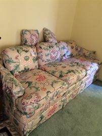 #98 Tan floral sofa $35 