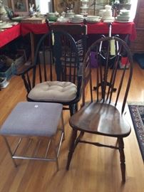 #42 Spindle back side chair $45
#43 Black rocker $75
#44 brown leather seat rocker $75 