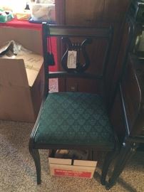 #39 Harp Back Chair with green cushion $50.00 