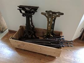 Antique Cast Iron Pub Table legs and connecting rods