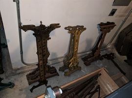 Antique Cast Iron Pub Table legs and connecting rods