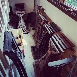 Antique Cast Iron Pub Table legs and connecting rods