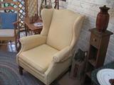 There are several nice over stuffed chairs