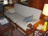 A bamboo framed sofa