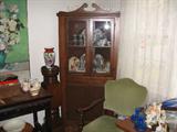 A small Corner Cupboard filled with China and Glassware!