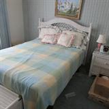 A White Wicker Double Headboard with frame