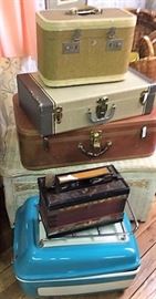 Vintage Suitcases and Accordion