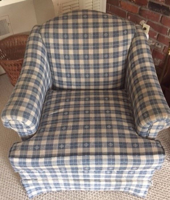 Blue & White Checked Armchair.