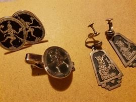 cuff links, earrings