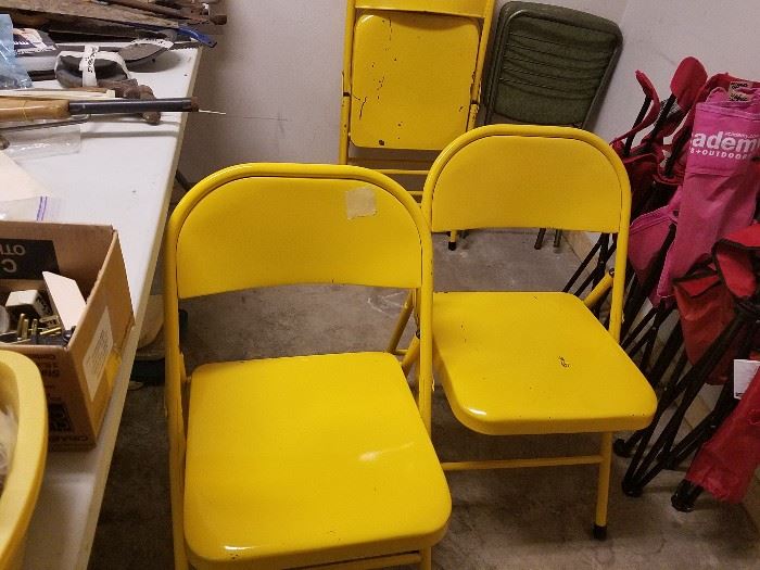 set of 4 yellow chairs