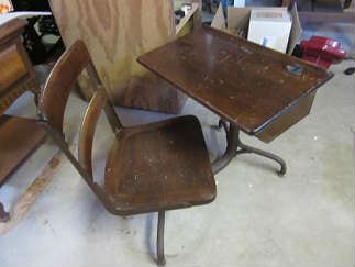 Early school desk. It is from the 1940-50's