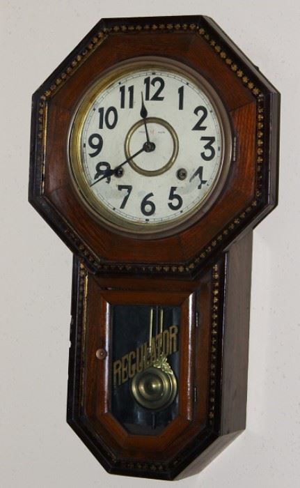 Antique "Headmaster" School House Regulator Clock  Key Wound Time & Strike