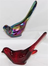 Fenton "Bird of Happiness" in Cobalt and Ruby Red