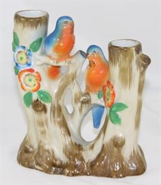 Made in Japan  Maruyama Toni Yamashiro Hand Painted Double Parrot Vase