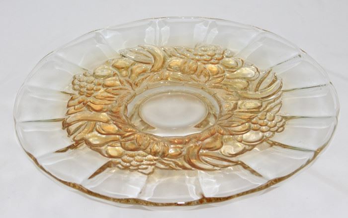 Marigold Yellow Fruits 13.5" Footed Torte Plate