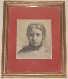 Turner Wall Accessory Framed Print Young Girl Bust (overall Framed 16 1/4" x 20 1/4") 