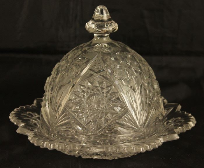 Imperial Glass Co. "Cosmos" Early American Pressed Glass Dome Butter Dish 