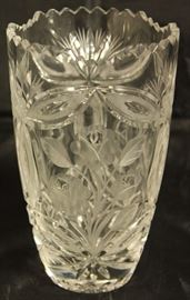 Cut Crystal Rose Pattern  7" Vase