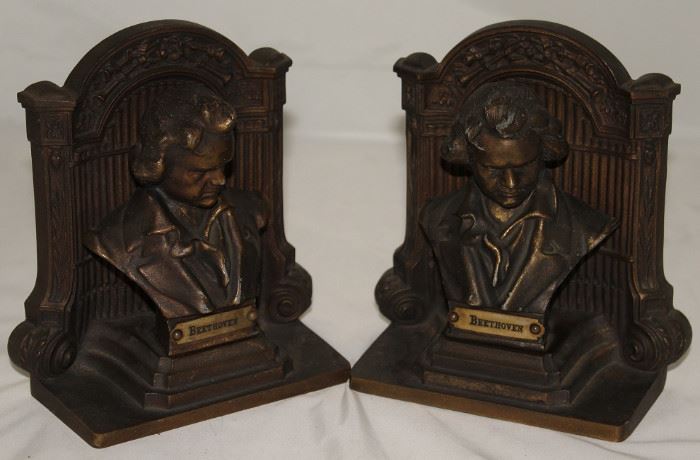 Bradley and Hubbard "Beethoven" Bronze Bookends