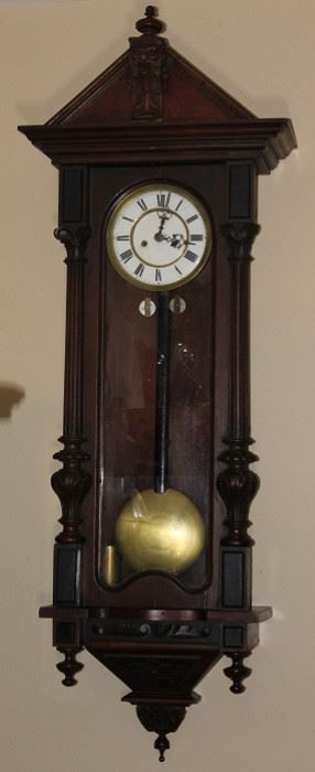 Gustavo Becker 1819-1895)  Antique Vienna Regulator Wall Clock (1860-1870's)   (0verall 49" x 18")