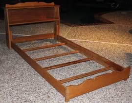 Vintage 1960's Solid Wood Bookcase Headboard Twin Bed (1 of a Pair Shown)