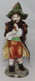 Capodimonte Majolica Glaze "Boy with Flute" Figurine (7"H)