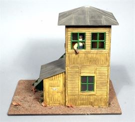G Scale Train Watch Tower with Figure Leaning Out Window