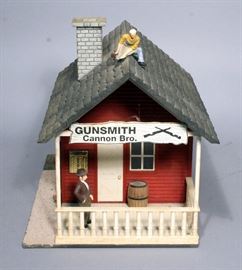 Pola G Scale Cannon Bros Gunsmith Shop Building with Extras