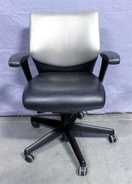 Keilhauer Silver and Black Leather Ergonomic Adjustable Office/Conference Chair