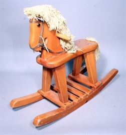 Vintage Wood Rocking Horse, 31"L
