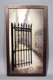 3-D Gate Print with Metal Gate Affixed To Surface, 18"W X 32"H