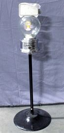 Vintage 1 Cent Ford Gumball Machine, Glass Globe, Includes Lock, Key, and Stand with Cast Iron Base