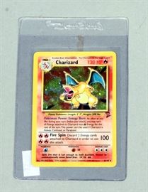 2000 Holographic Charizard Pokemon Card 4/130 In Card Holder