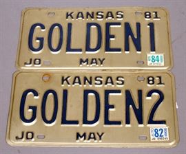 GOLDEN1 And GOLDEN2 Personalized Vintage Kansas License Plates