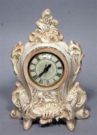 Lanshire Model T4 Vintage Mantle Clock, Mirrored Glass Display Box, 10" X 6" X 6", Etched Glass Vase, 7.5"H, and Lightbulb Scenic Displays