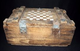 Antique Crate with Checker Top, 20"W x 9"H x 12"D