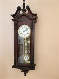 working chiming wall clock w/ key