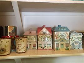 lenox  set of cannisters- houses -