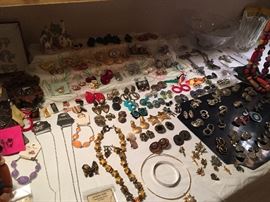 huge collection of clip earrings and other costume jewelry