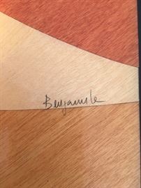 vintage MCM&nbsp;Benjamin Le signed stained inlay table