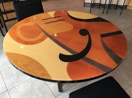 vintage MCM&nbsp;Benjamin Le signed stained inlay table