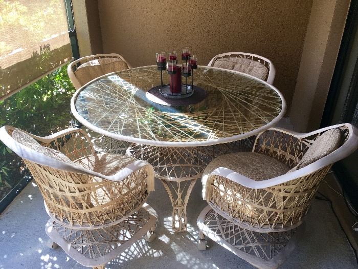 Vintage Woven Fiberglass Patio Set 