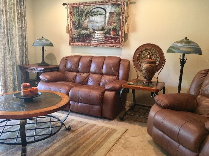 Leather Reclining Love Seat and Rocker