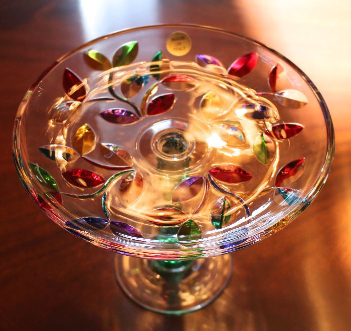 Made in Italy - I flipped for this colorful glass footed cake plate and you will too!