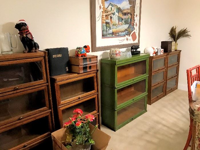 Lawyers bookcases (the green one is antique, the others are newer)