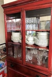 Duncan Phfye china cabinet and Mikasa dinnerware