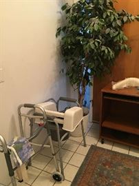 portable toilet, walker, computer table, silk fica