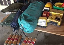 3 Camping tents, sleeping bags, folding camp chairs