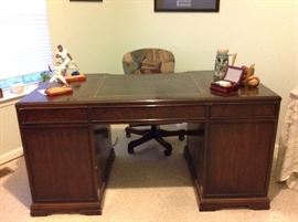 Desk with leather insert