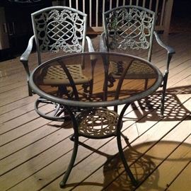 Wrought iron and glass table top table 